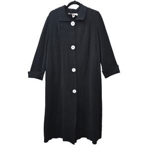 Vtg Alexis Long Knit Pure Virgin Wool Coat Women Small Black Old Money Lagenlook